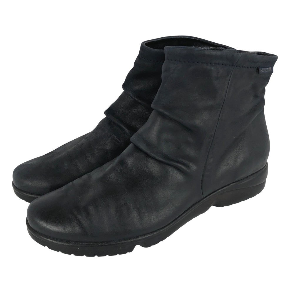 MEPHISTO Leather Ankle Bootie Women's Sz 10 Black‎ Zip Shock Absorber Sole Boots